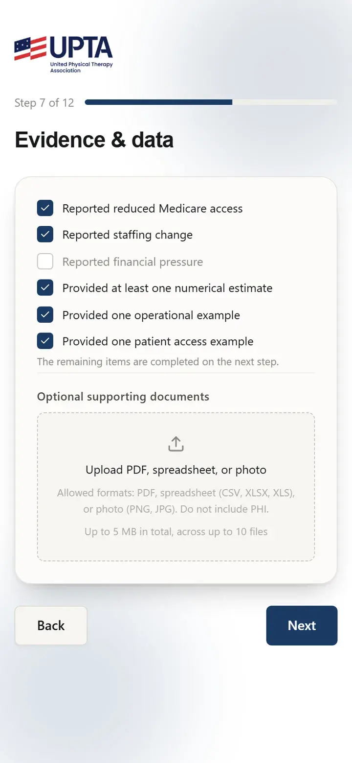 Evidence gate with a live checklist