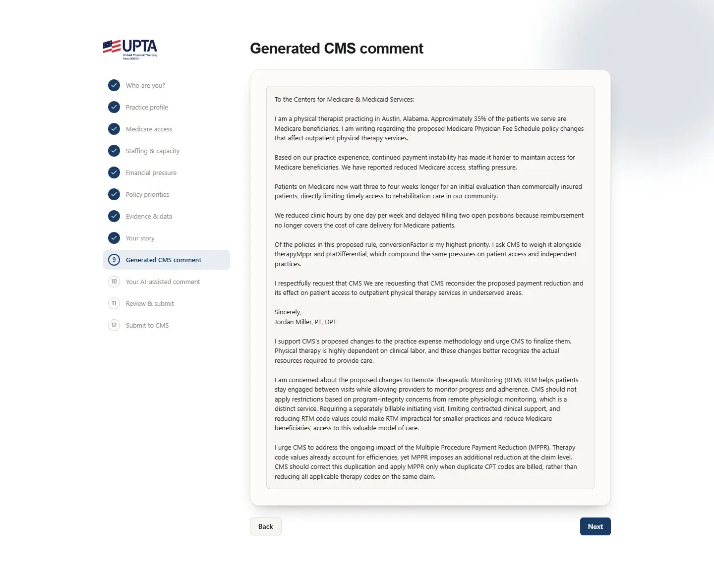 Generated comment ready for review