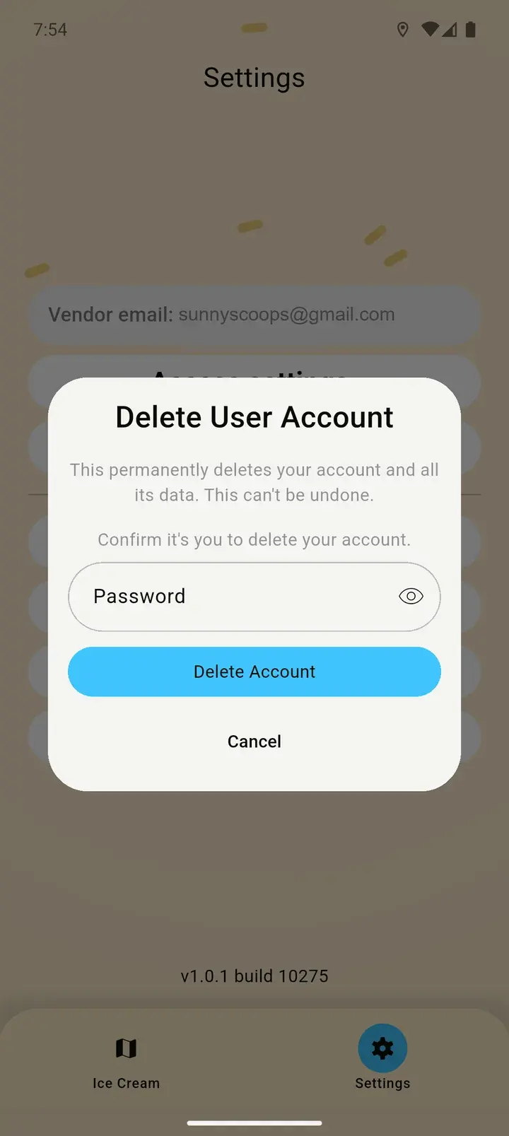 Self-service account deletion