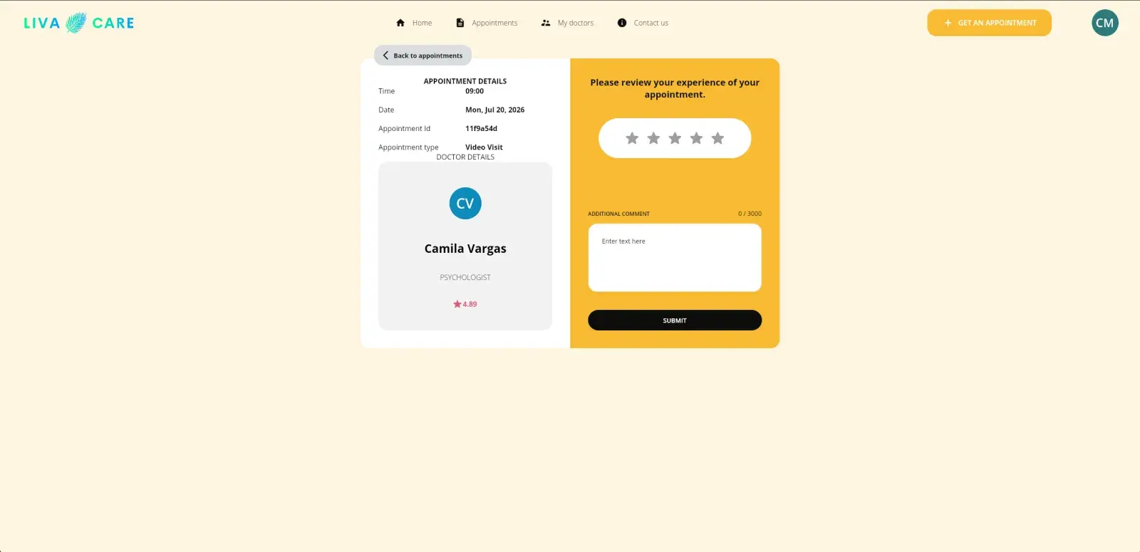 Rating and review after a consultation