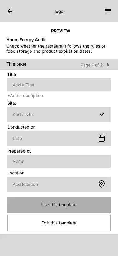 Audit template preview