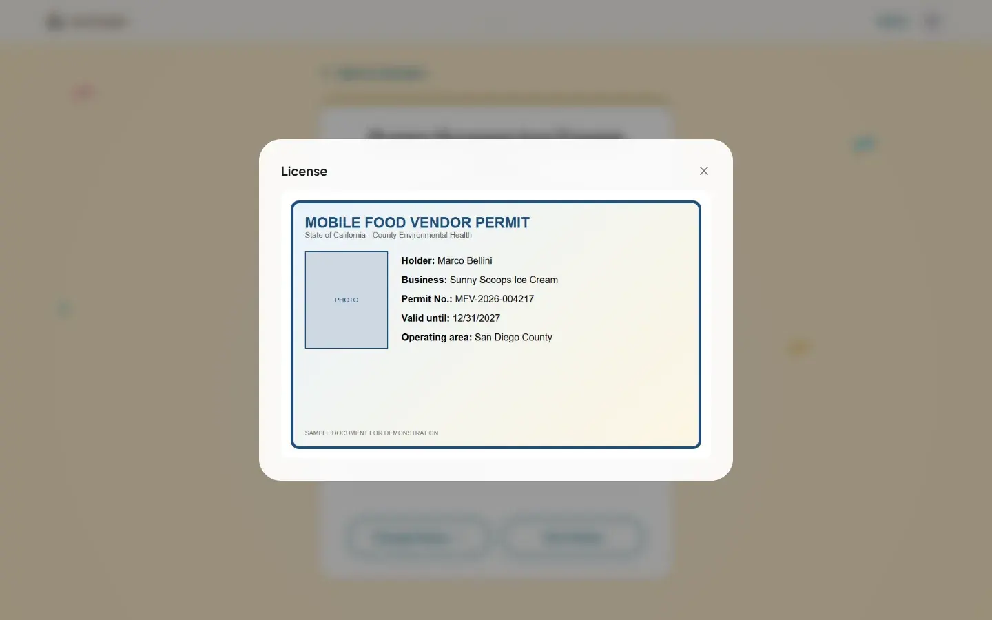 Inline license viewer