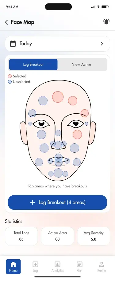 Tap-to-log face map