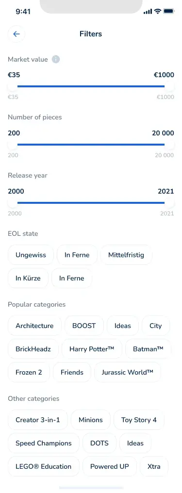 Preset filters for market research