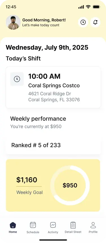 Rep mobile app home