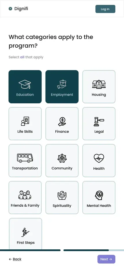 Choosing program categories