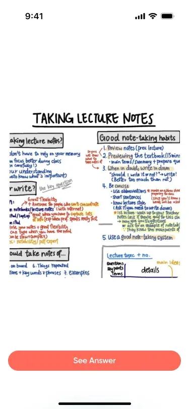 Reading mode with handwritten lecture notes
