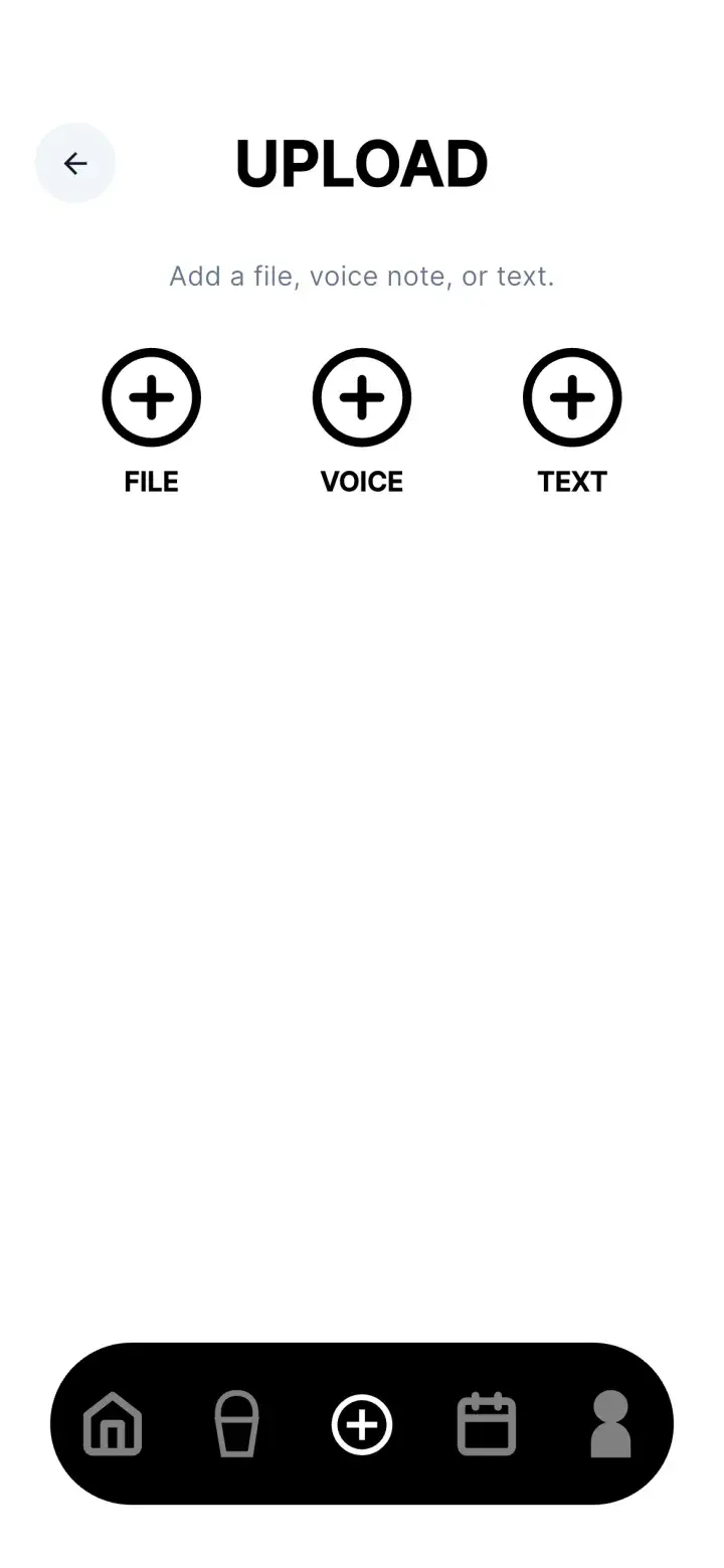Choosing a photo, file or text source