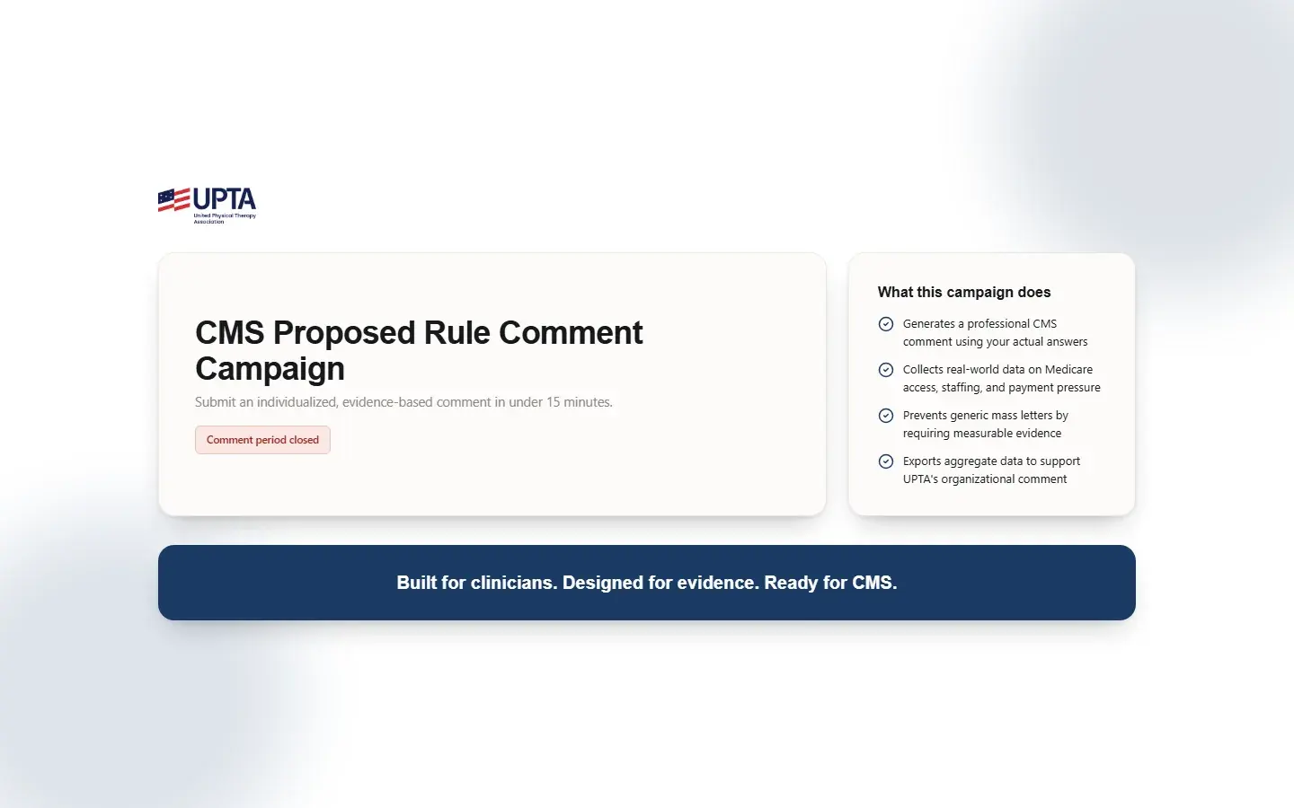 Campaign landing page on desktop